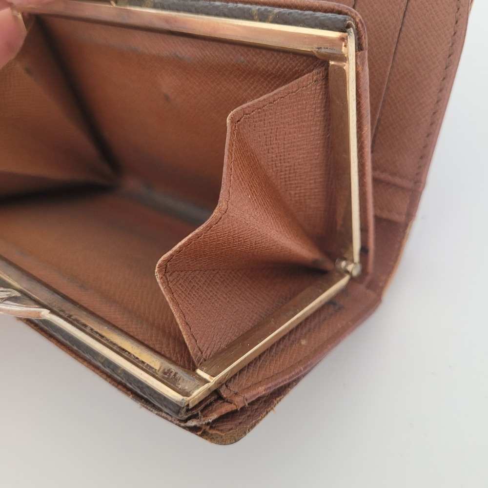 Louis Vuitton Monogram French Purse Wallet Kiss Lock MI0969 Vintage Brown - Picture 4 of 11